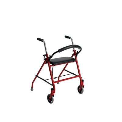 WALKER TWO WHEELED WITH SEAT RED
